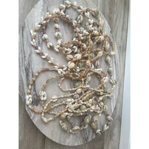 Unbranded VTG Shell Necklace Lot 6pc Cowrie Puka Boho Cream Brown Coastal 70s